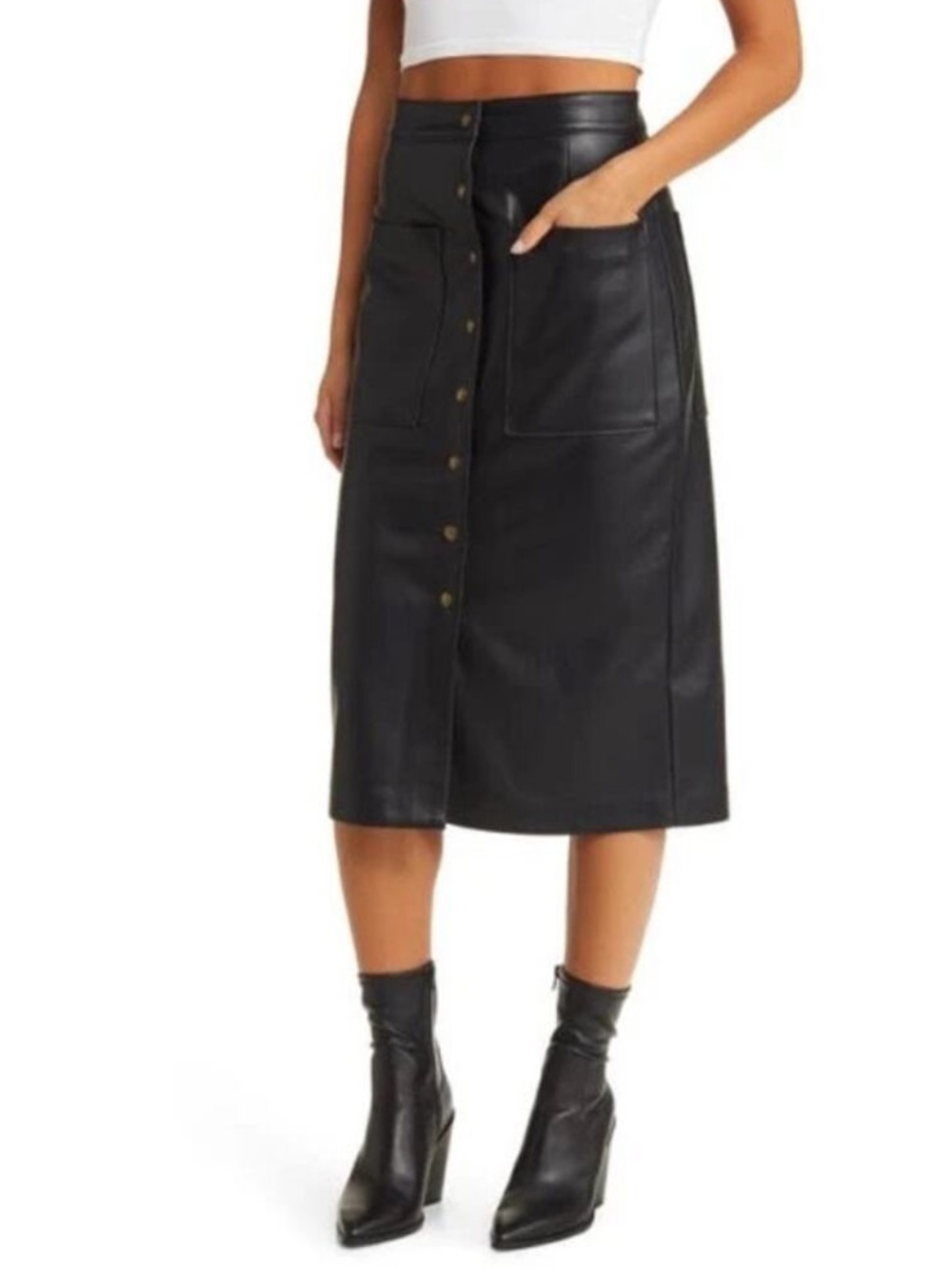 BLANKNYC Patch Pocket Faux Leather Skirt